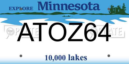 ATOZ64 Minnesota License Plate