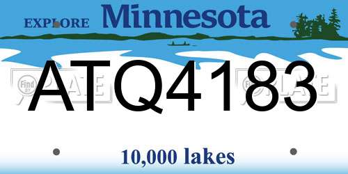 ATQ4183 Minnesota License Plate