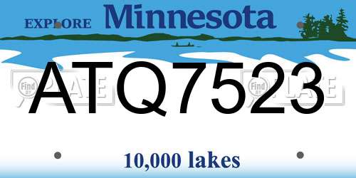 ATQ7523 Minnesota License Plate