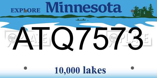ATQ7573 Minnesota License Plate
