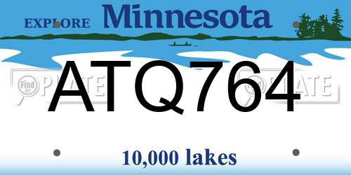 ATQ764 Minnesota License Plate