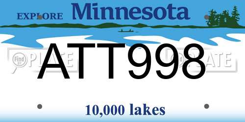 ATT998 Minnesota License Plate