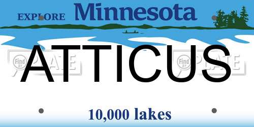 ATTICUS Minnesota License Plate