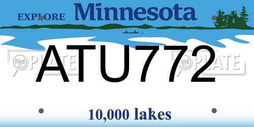ATU772 Minnesota License Plate