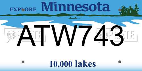 ATW743 Minnesota License Plate