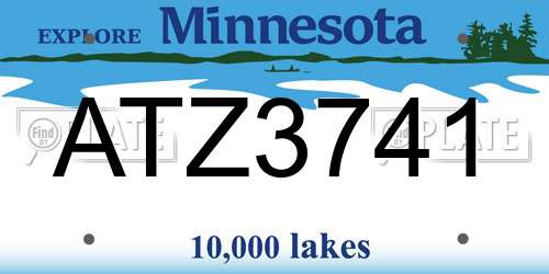 ATZ3741 Minnesota License Plate