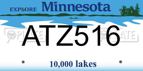 ATZ516 Minnesota License Plate