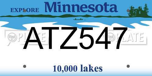 ATZ547 Minnesota License Plate