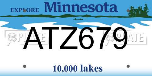 ATZ679 Minnesota License Plate