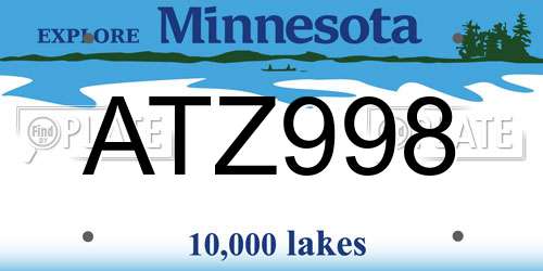ATZ998 Minnesota License Plate