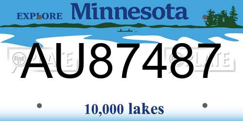 AU87487 Minnesota License Plate