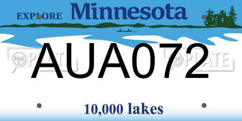 AUA072 Minnesota License Plate