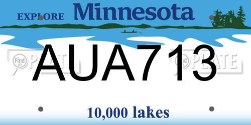 AUA713 Minnesota License Plate