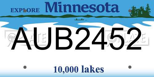 AUB2452 Minnesota License Plate