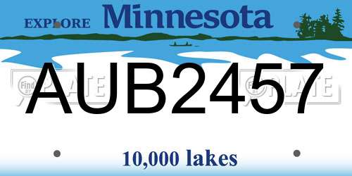 AUB2457 Minnesota License Plate