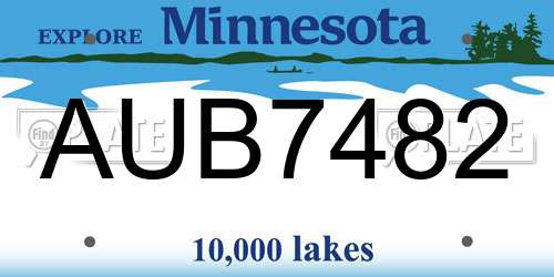 AUB7482 Minnesota License Plate