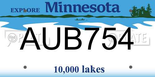 AUB754 Minnesota License Plate