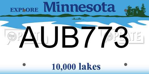 AUB773 Minnesota License Plate