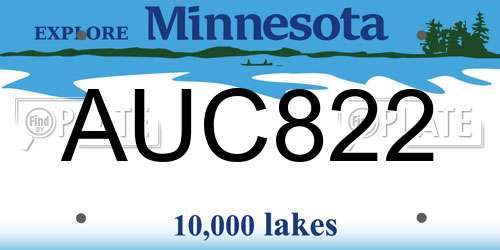 AUC822 Minnesota License Plate