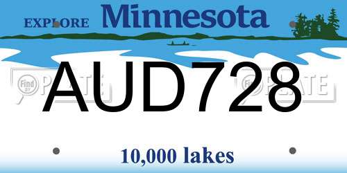 AUD728 Minnesota License Plate