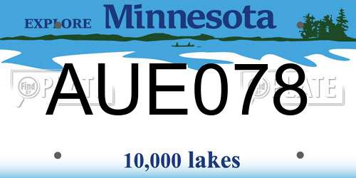 AUE078 Minnesota License Plate