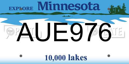 AUE976 Minnesota License Plate