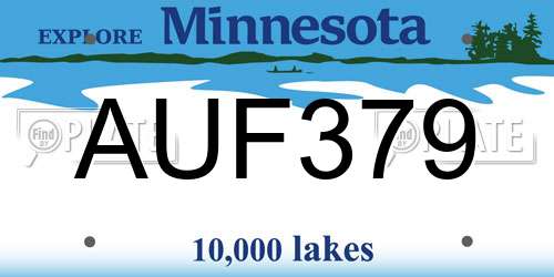 AUF379 Minnesota License Plate