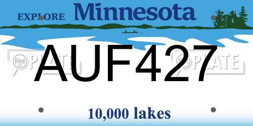 AUF427 Minnesota License Plate