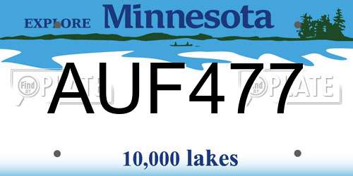 AUF477 Minnesota License Plate