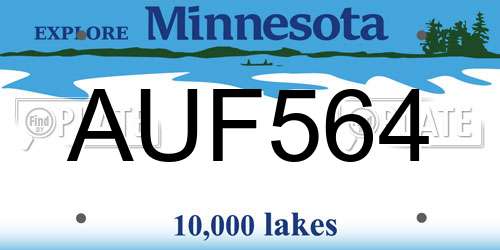 AUF564 Minnesota License Plate