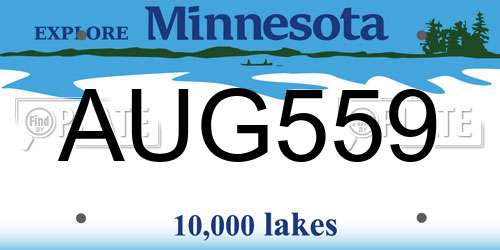 AUG559 Minnesota License Plate