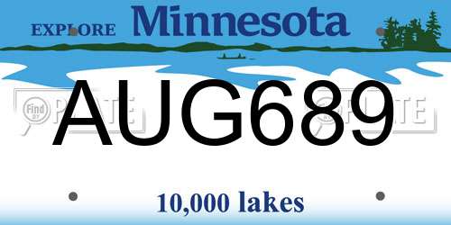 AUG689 Minnesota License Plate