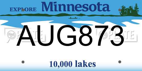 AUG873 Minnesota License Plate