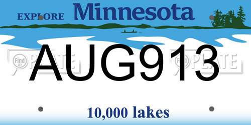 AUG913 Minnesota License Plate