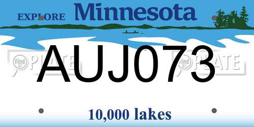 AUJ073 Minnesota License Plate