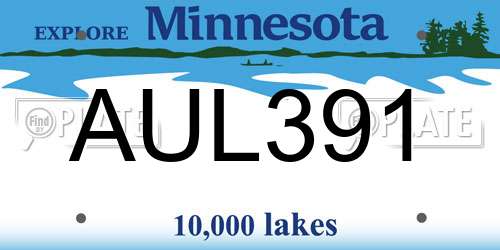 AUL391 Minnesota License Plate
