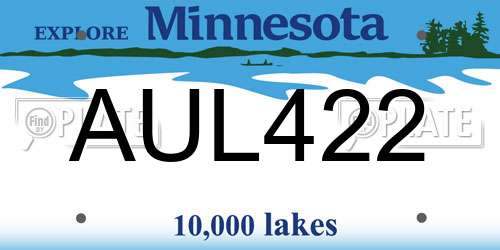 AUL422 Minnesota License Plate