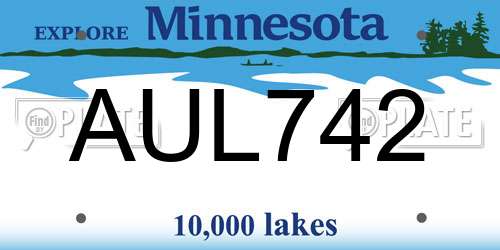 AUL742 Minnesota License Plate