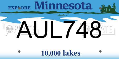 AUL748 Minnesota License Plate