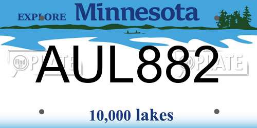 AUL882 Minnesota License Plate