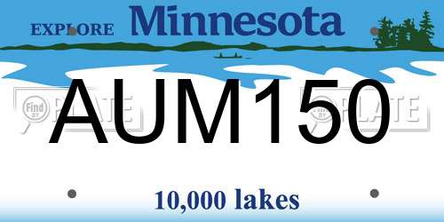 AUM150 Minnesota License Plate
