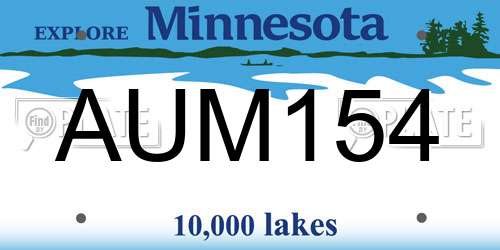 AUM154 Minnesota License Plate
