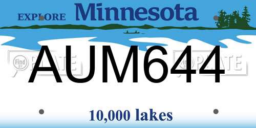 AUM644 Minnesota License Plate