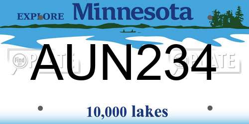 AUN234 Minnesota License Plate