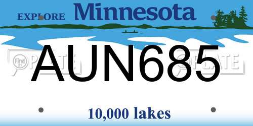 AUN685 Minnesota License Plate