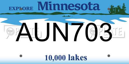 AUN703 Minnesota License Plate