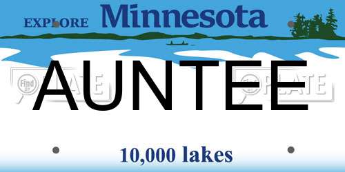 AUNTEE Minnesota License Plate