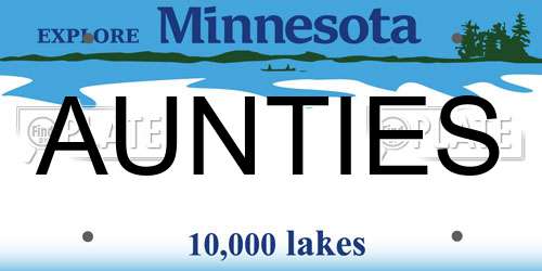 AUNTIES Minnesota License Plate