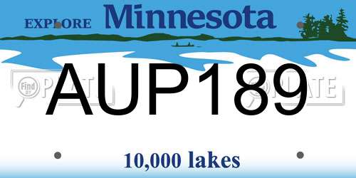 AUP189 Minnesota License Plate
