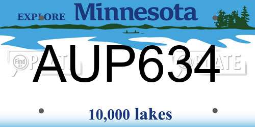 AUP634 Minnesota License Plate